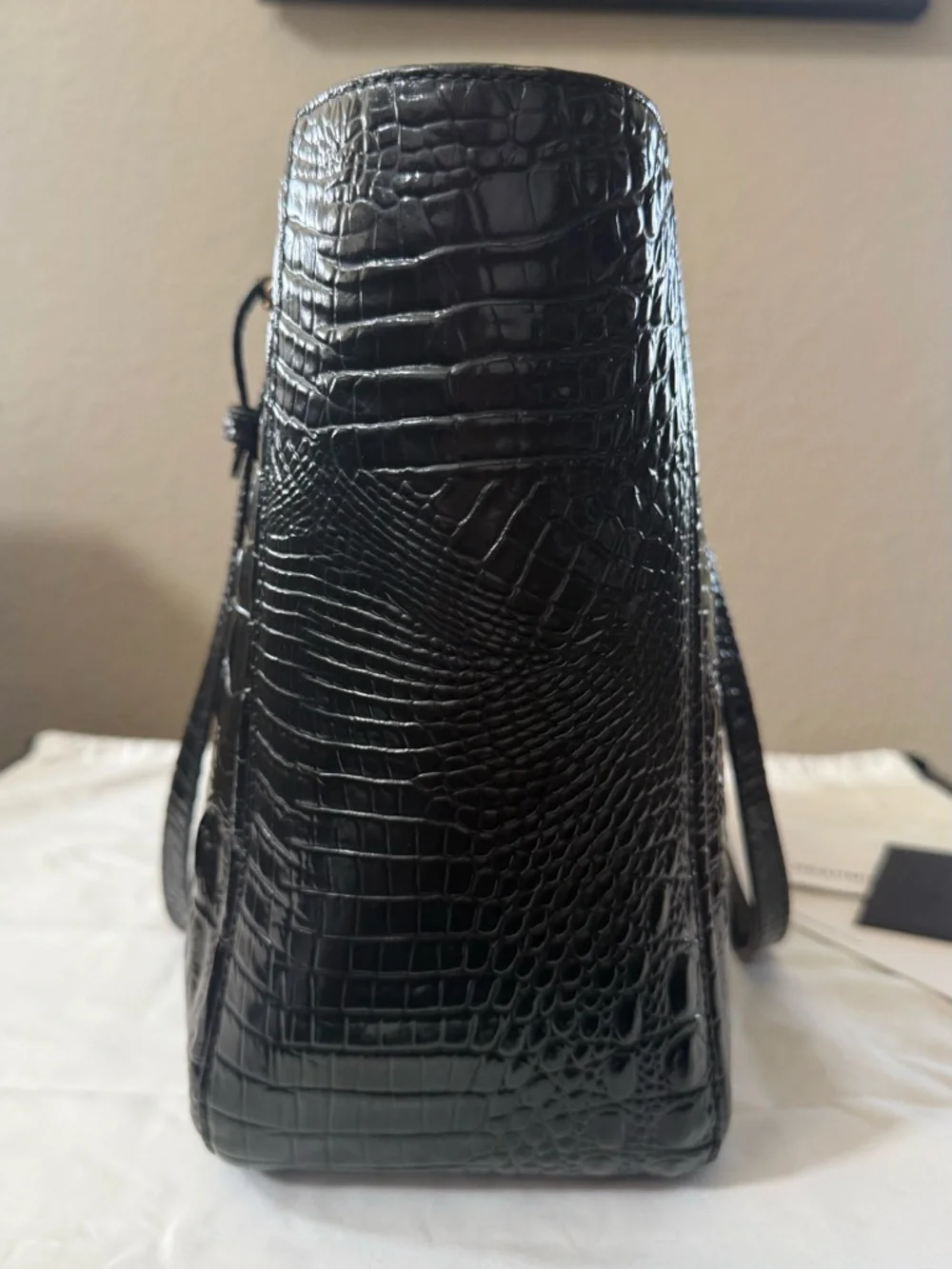 Brahmin Ashlee Tote Black Croc Embossed Leather EUC Like New Large Bag - Picture 3 of 12